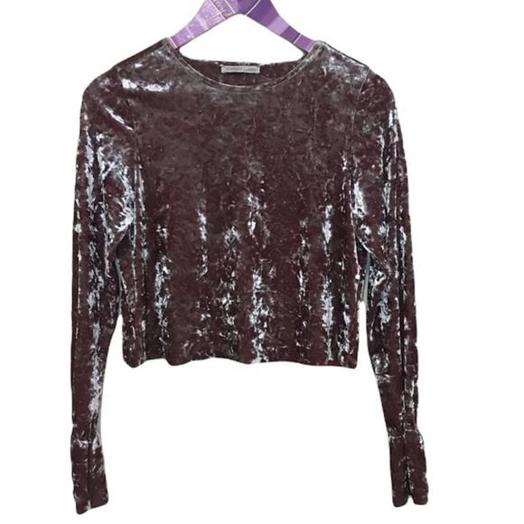 Zara crushed velvet mauve LS crop top - Picture 1 of 4